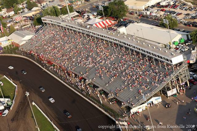 Aireal view of track and front straight grandstands